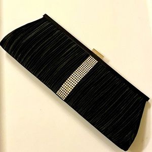 Black Clutch with Rouching & Embellishments